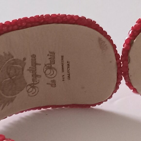 Genuine stingray cuff bracelet red with silver .925 decoration  Antique de Paris - Picture 10 of 16